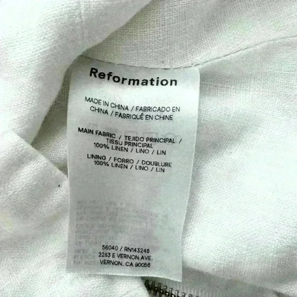 Reformation Overland White Linen Tank Top Size 0 - Picture 4 of 5